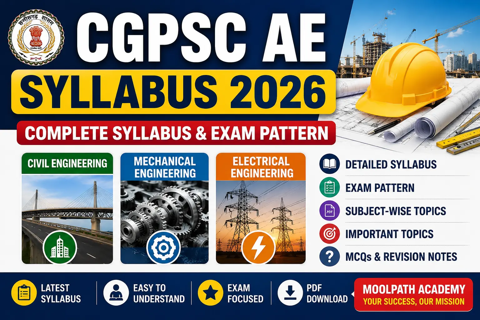CGPSC AE Syllabus 2026 Civil Mechanical Electrical Engineering Exam Pattern